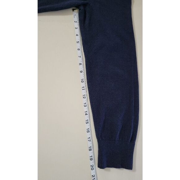 Eddie Bauer Cotton/Cashmere Men's V-neck Navy Sweater - Picture 7 of 11